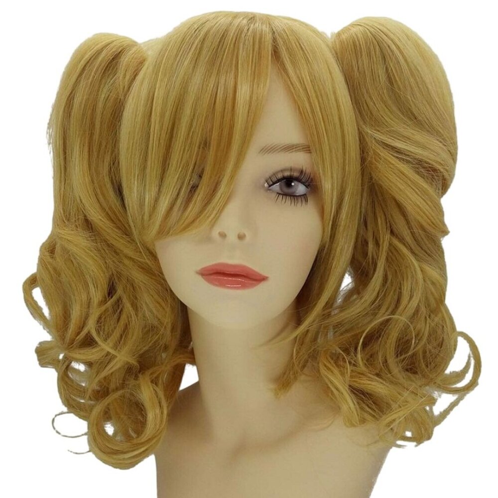 Anime Cosplay Wigs Women Blonde Synthetic 2 Ponytails 35cm Kanekalon Halloween